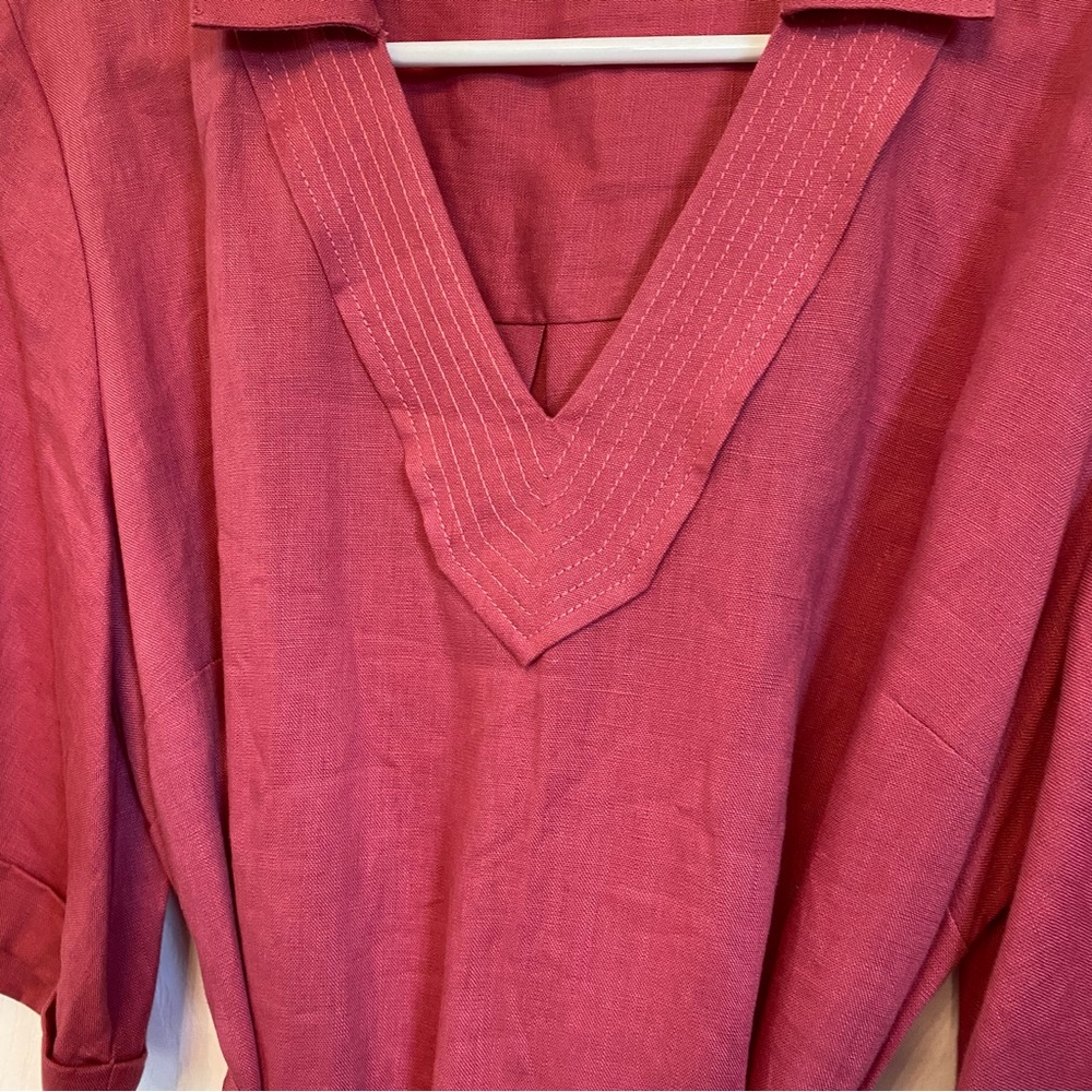 Casual Maxi Dress with Tie Waist - Dusty Rose - CAROL - Picture 4 of 13